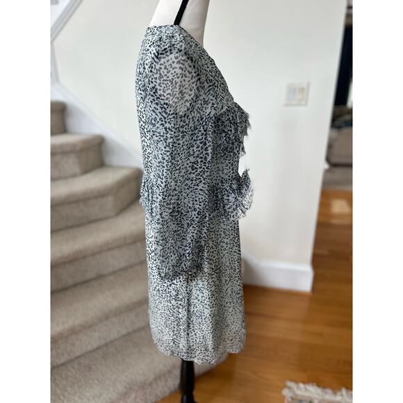 Bensoni Agua Blue & White Silk Leopard Print Shift Dress - Picture 3 of 7